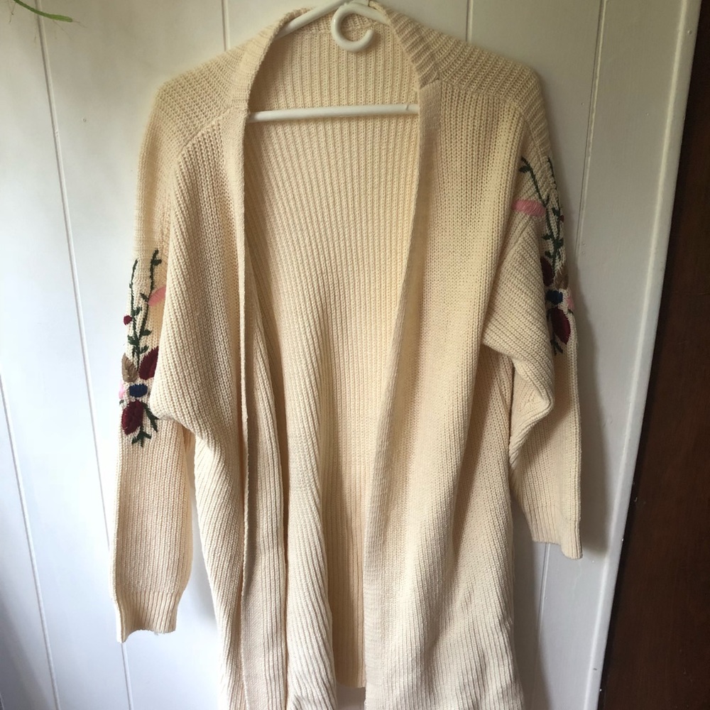 Cream embroidered cardigan